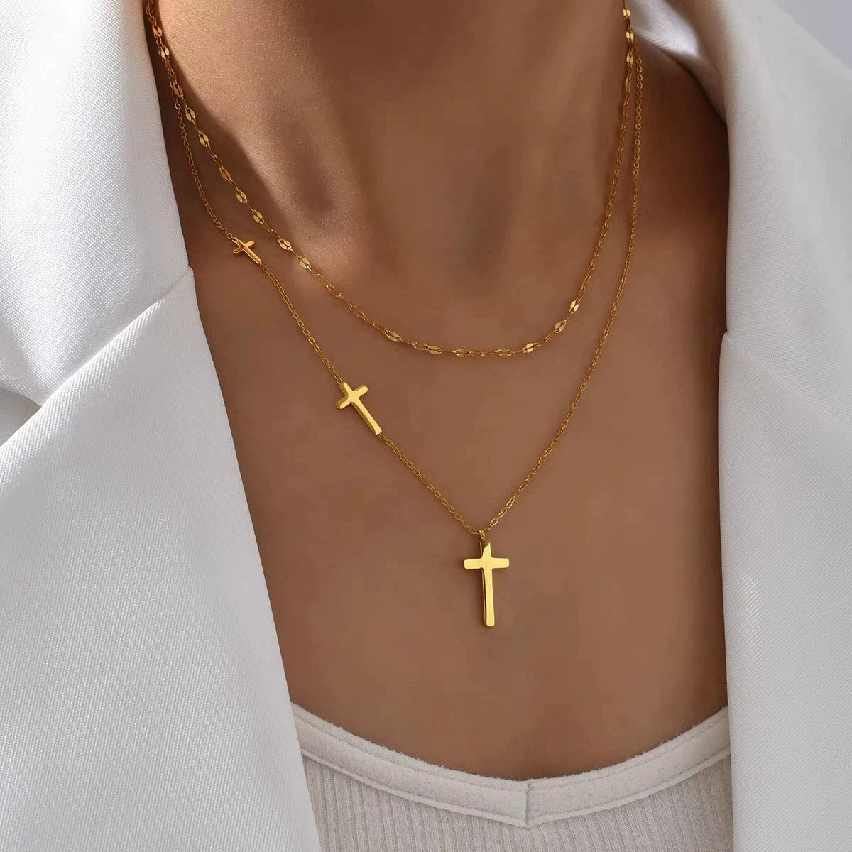 Amelia Cross Layer Necklace
